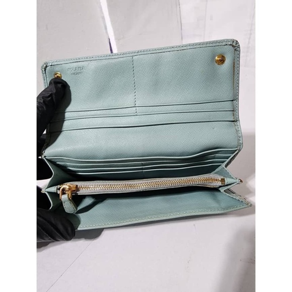 Authentic Prada Saffiano Fiori Wallet Blue - Picture 15 of 15